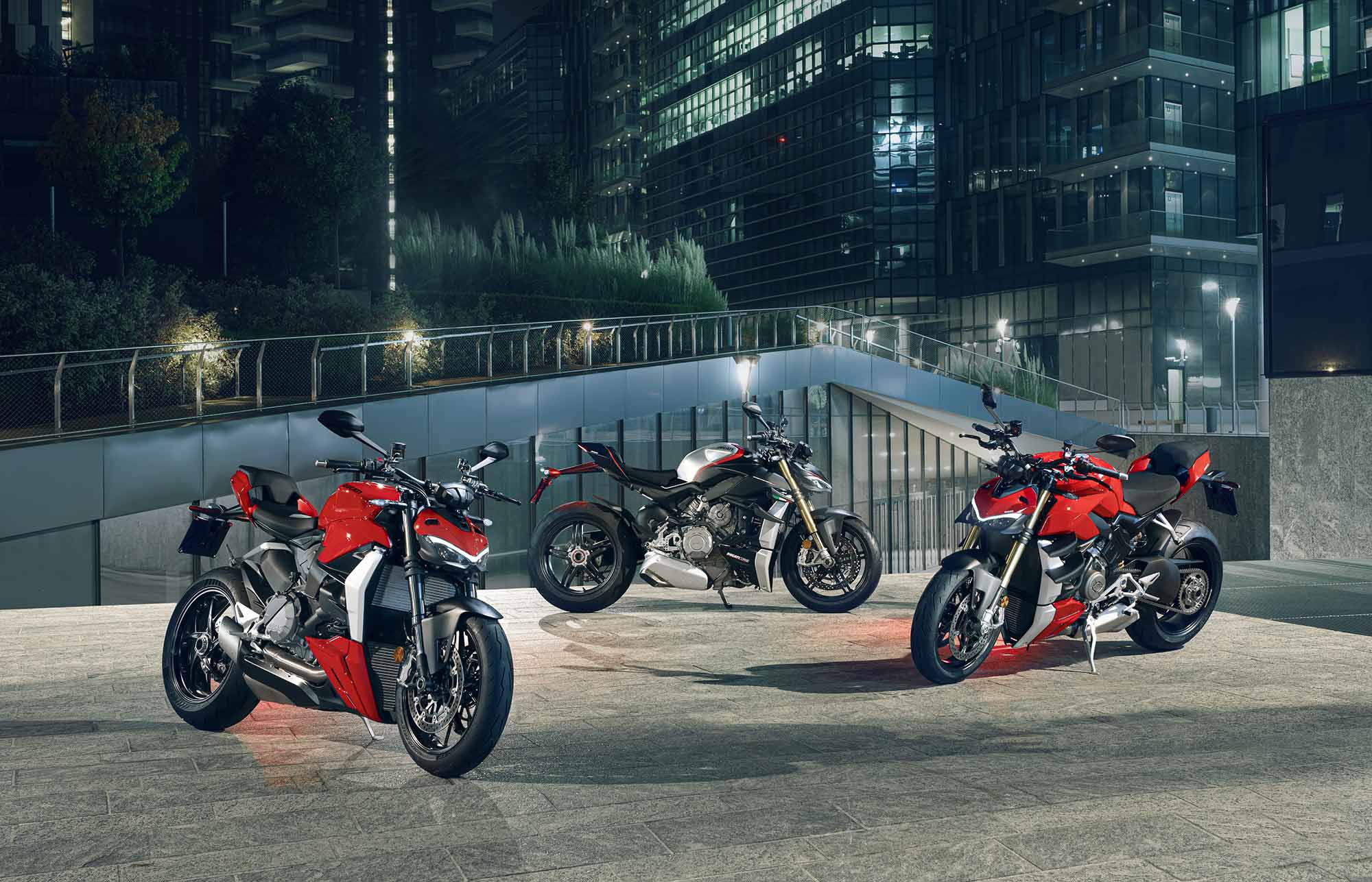 A fight not joined is a fight not enjoyed: the Ducati Streetfighter family, Streetfighter V2, Streetfighter V4 SP, and Streetfighter V4.