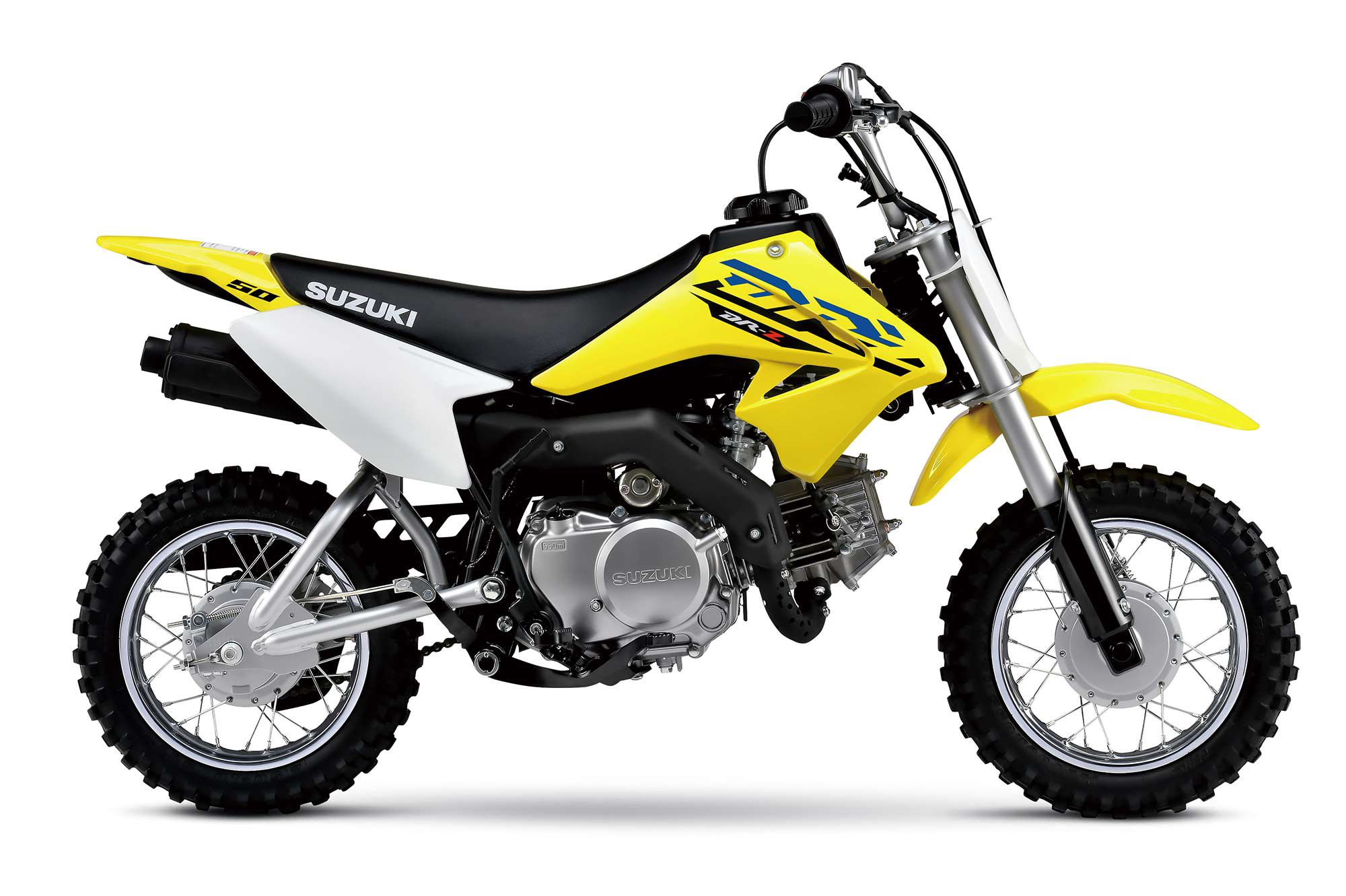 The DR-Z50 takes after its RM-Z siblings when it comes to styling. The graphics and Champion Yellow No. 2 color are the same as last year.