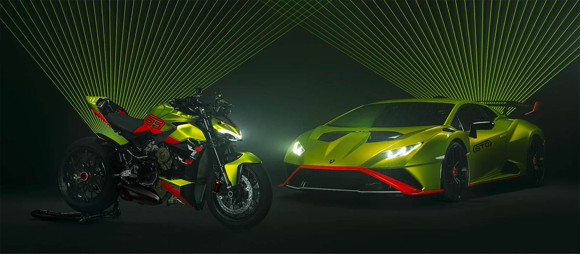 The Ducati Streetfighter V4 Lamborghini, begat from a Lamborghini Huracán STO.