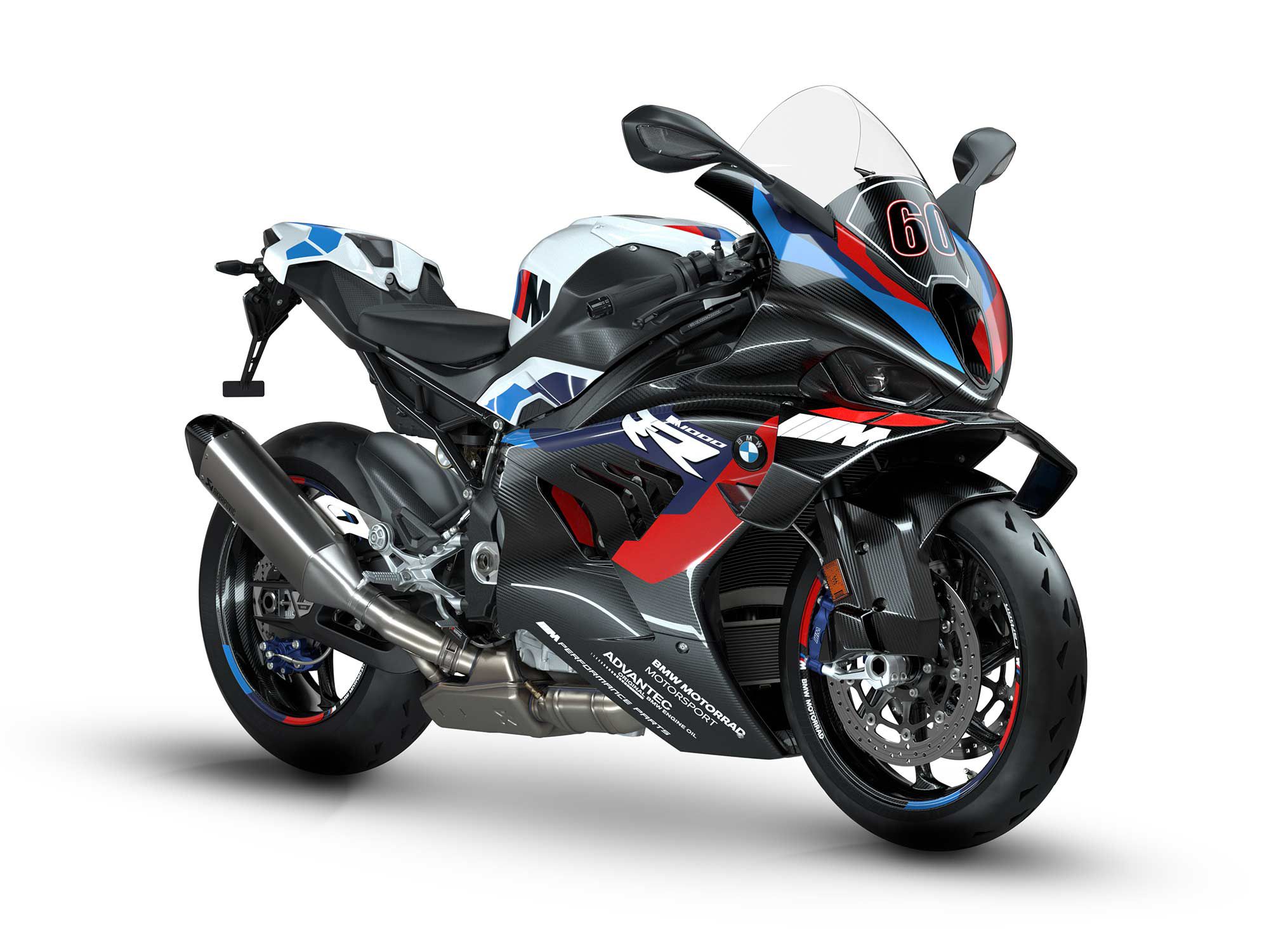 The BMW M 1000 RR without the M Competition Package, in Light White nonmetallic.