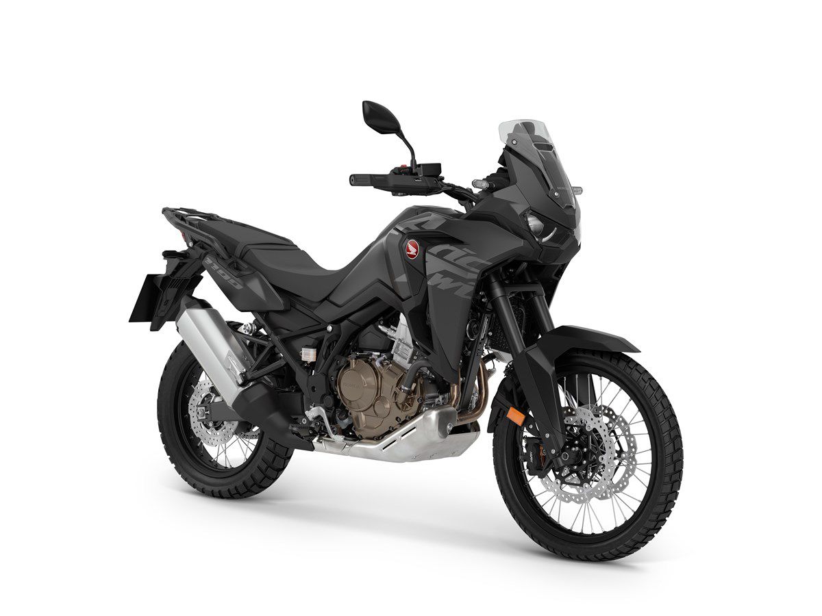 The 2023 Honda Africa Twin in new Matte Ballistic Black Metallic colorway.