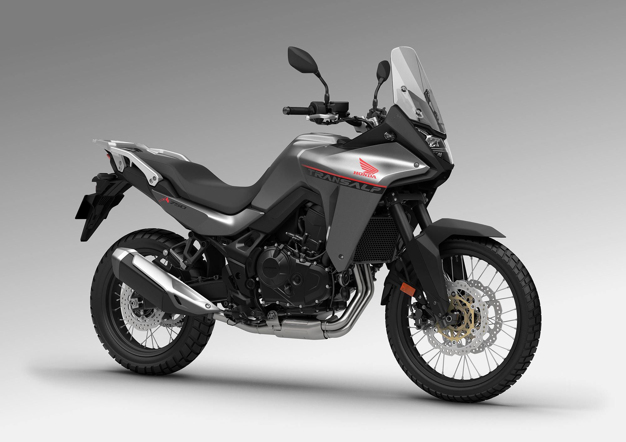 The Honda XL750 Transalp in Matte Iridium Gray Metallic.