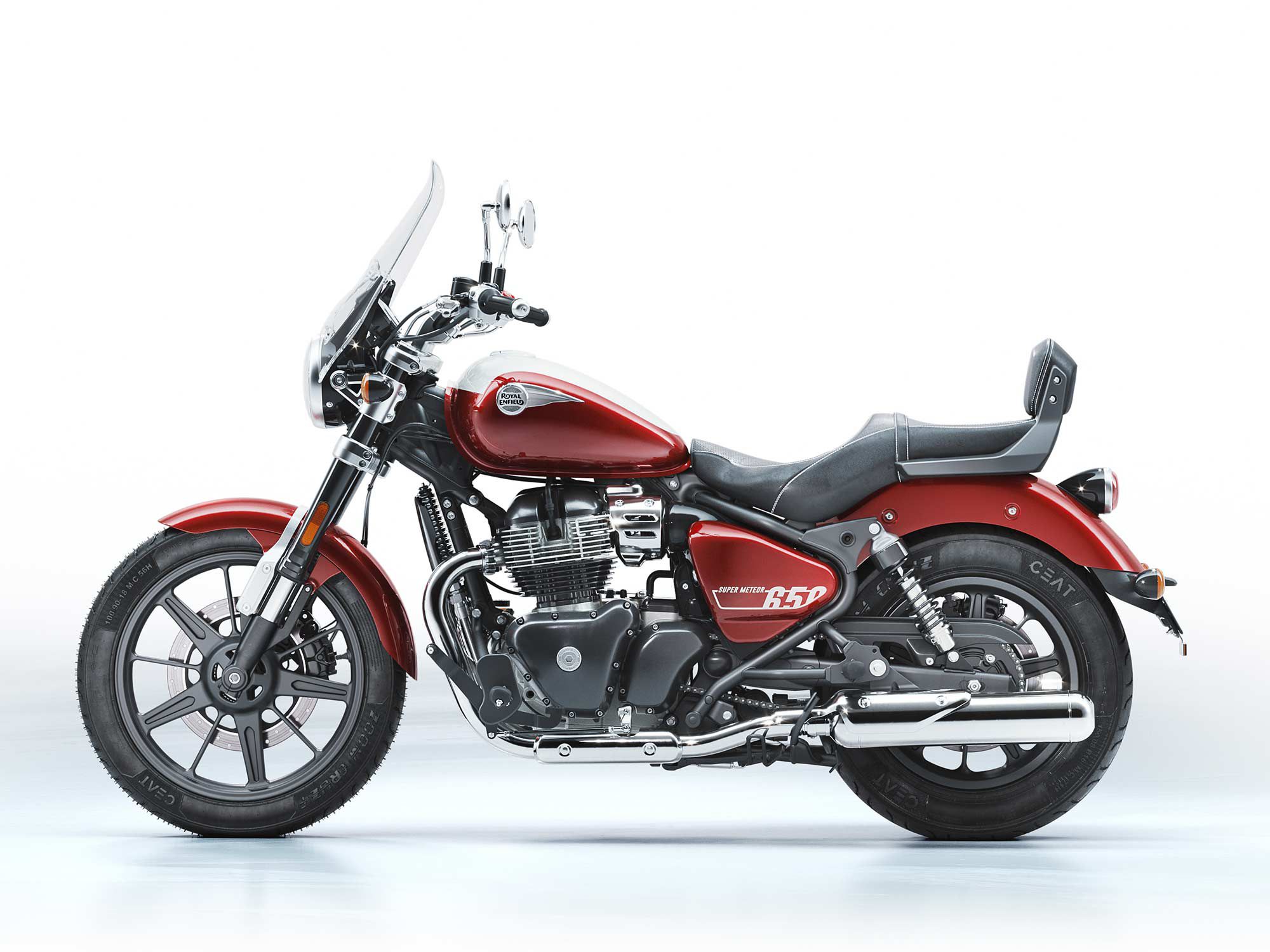 2023 Royal Enfield Super Meteor 650 Tourer in Celestial Red.