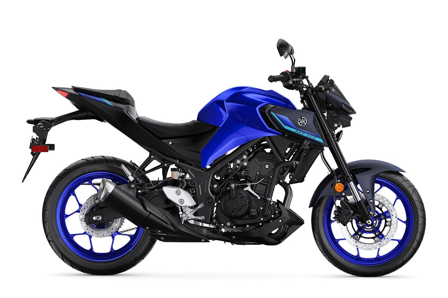 The 2023 Yamaha MT-03 in Team Yamaha Blue.